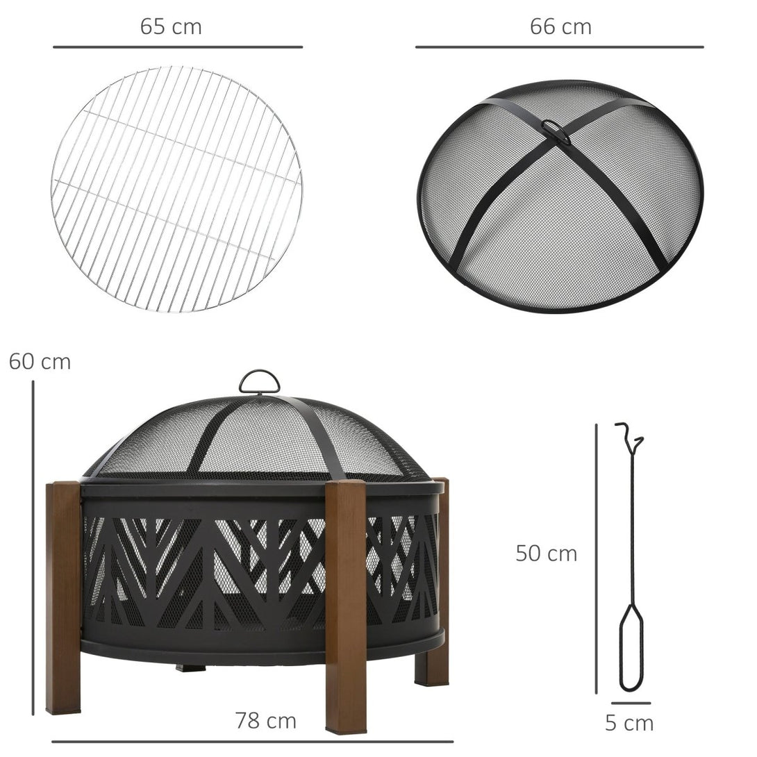 2 - in - 1 Outdoor Fire Pit Bowl with BBQ Grill Grate 30" Spark Screen Cover - HOMCOM - Bench Store