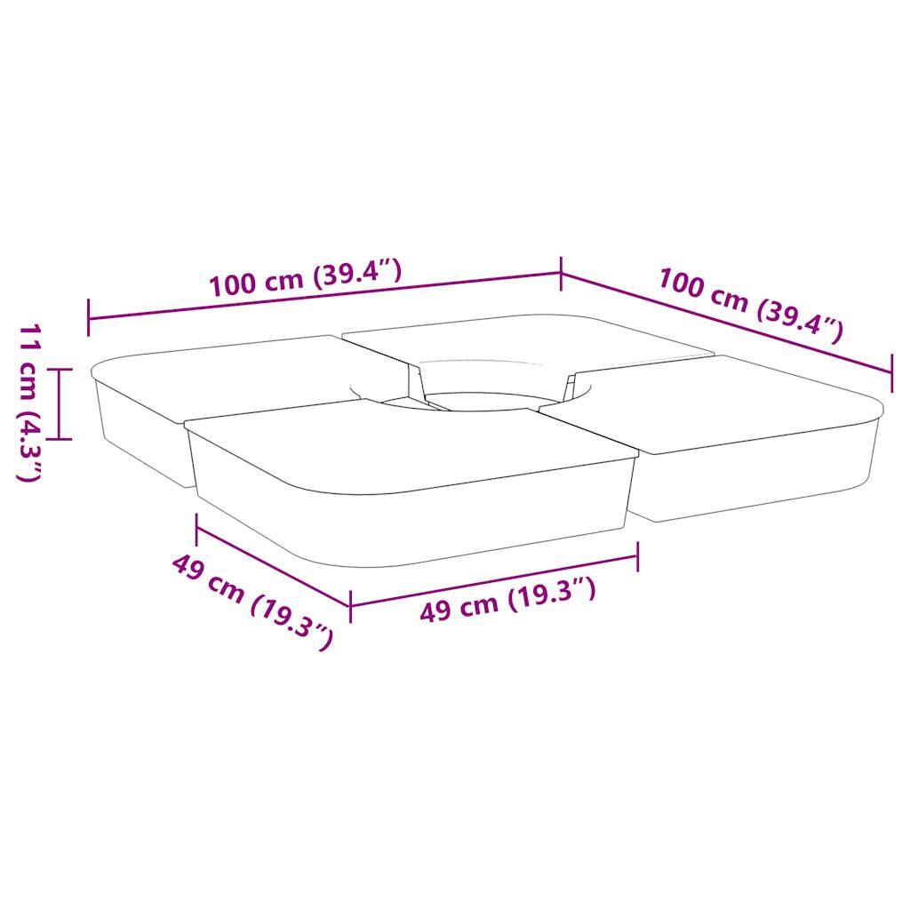 4 Piece Parasol Base Set for Cross Stand Parasol 100 kg PP - vidaXL - Bench Store