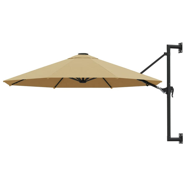 Wall-Mounted Garden Parasol with Metal Pole 300cm Taupe