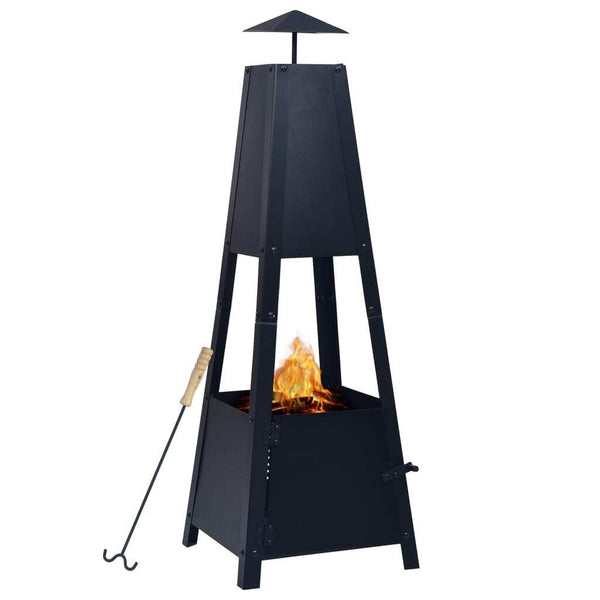 Fire Pit Black 35x35x99cm Steel