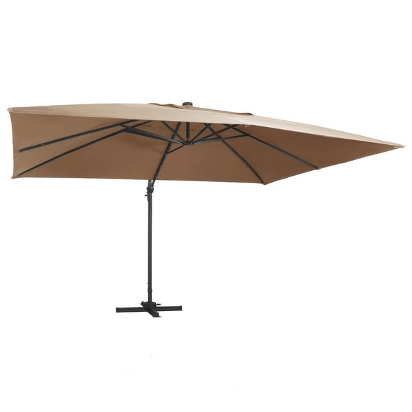 Cantilever Garden Parasol with LED Lights and Aluminium Pole 400x300cm Taupe