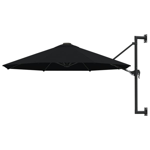 Wall-Mounted Parasol with Metal Pole 300 cm Black