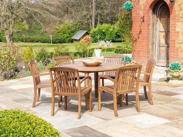 Alexander Rose Bolney Round 130cm Six Seater Dining Set - Alexander Rose - Bench Store