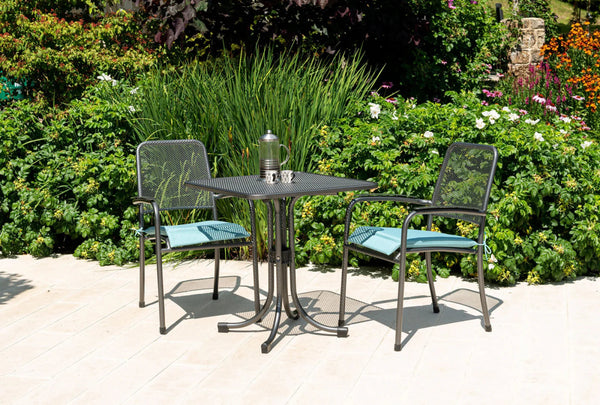 Alexander Rose Portofino Steel Mesh Square 70cm Bistro Set with Stacking Armchairs - Alexander Rose - Bench Store