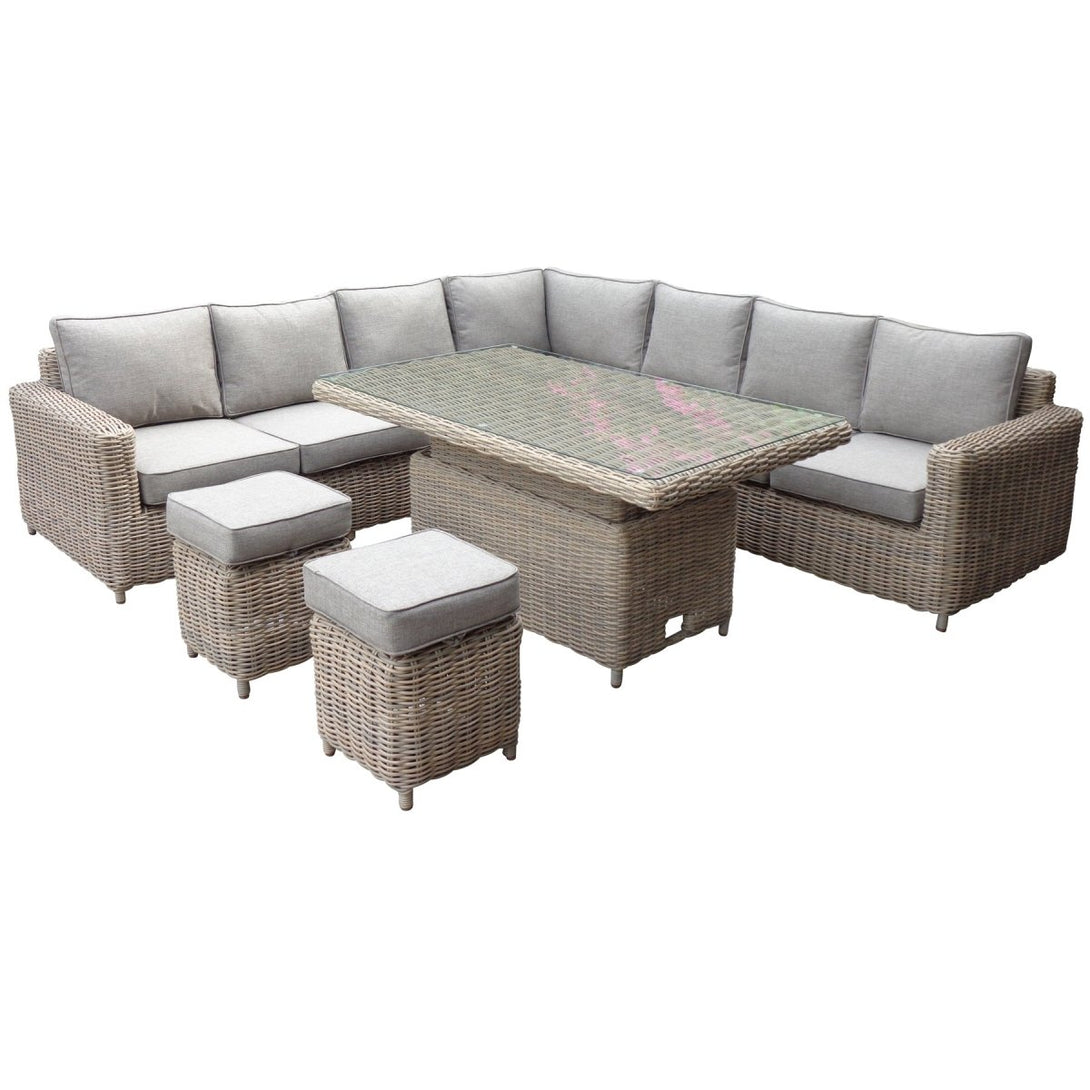 Amalfi Outdoor Large Corner Set With Riser Table + 2 Stools - Bench Store - Bench Store