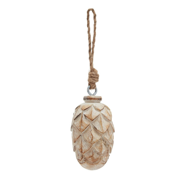 Antique White Wash Small Pine Cone Bauble - Bench Store - Bench Store