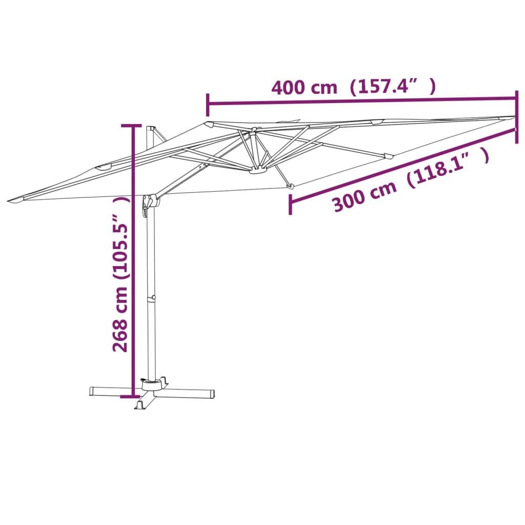 Cantilever Garden Parasol with Aluminium Pole Azure Blue 400x300 cm - vidaXL - Bench Store