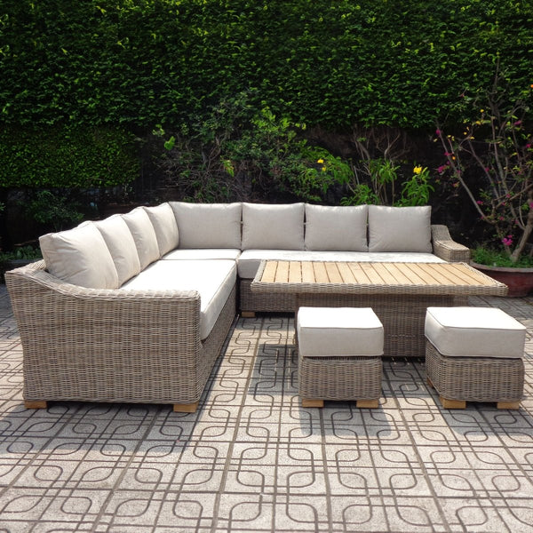 Capri Outdoor Large Corner Set With Riser Table + 2 Stools - Bench Store - Bench Store
