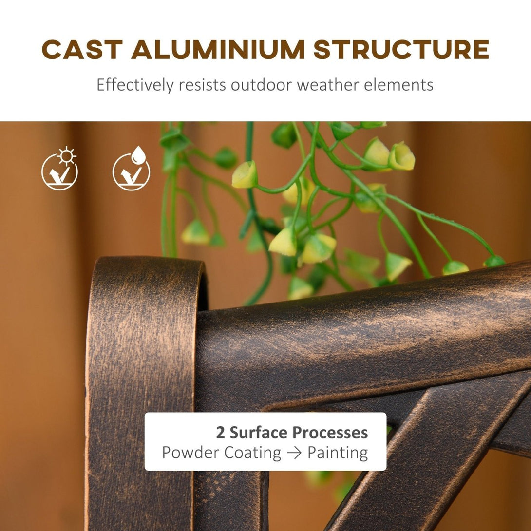 Cast Aluminium Bench 2 Seater Patio Porch Park Loveseat Chair, Bronze - Outsunny - Bench Store