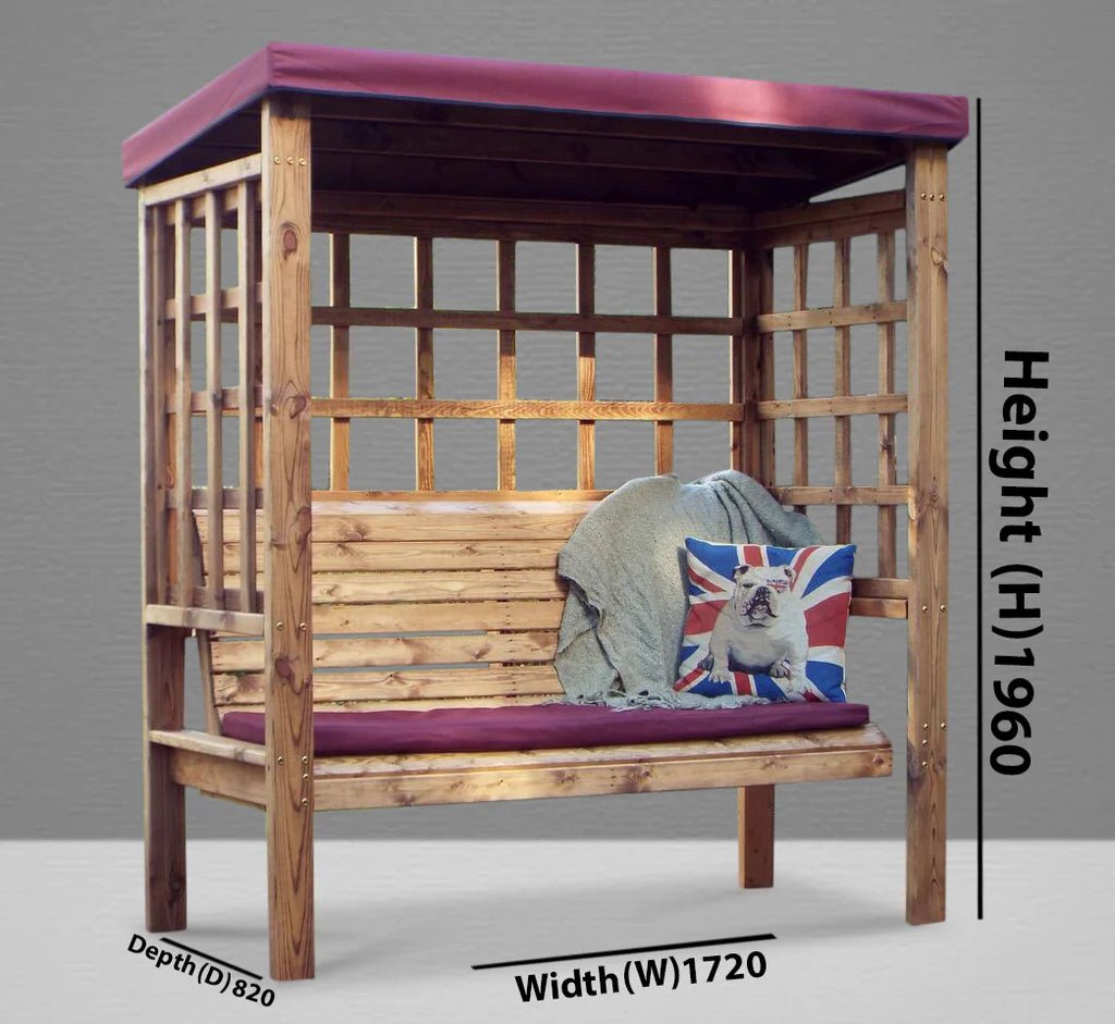 Charles Taylor Bramham 3 Seater Arbour Burgundy HB136B | Bench Store