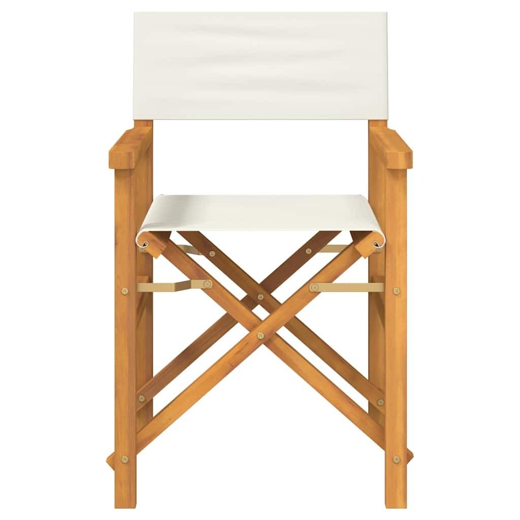 Folding Director's Chairs 2 pcs Cream Solid Wood Teak - vidaXL - Bench Store