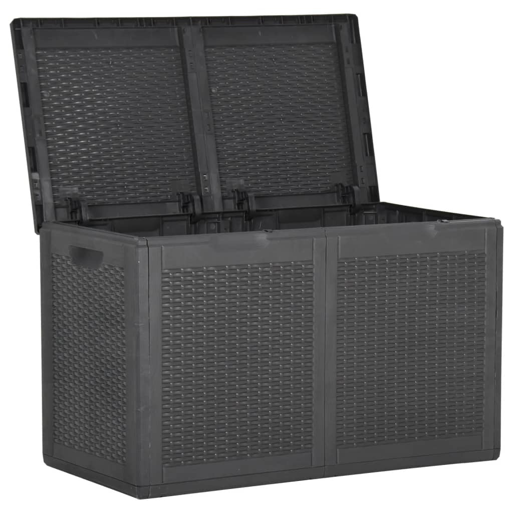 Garden Storage Box 180L Black PP Rattan - vidaXL - Bench Store