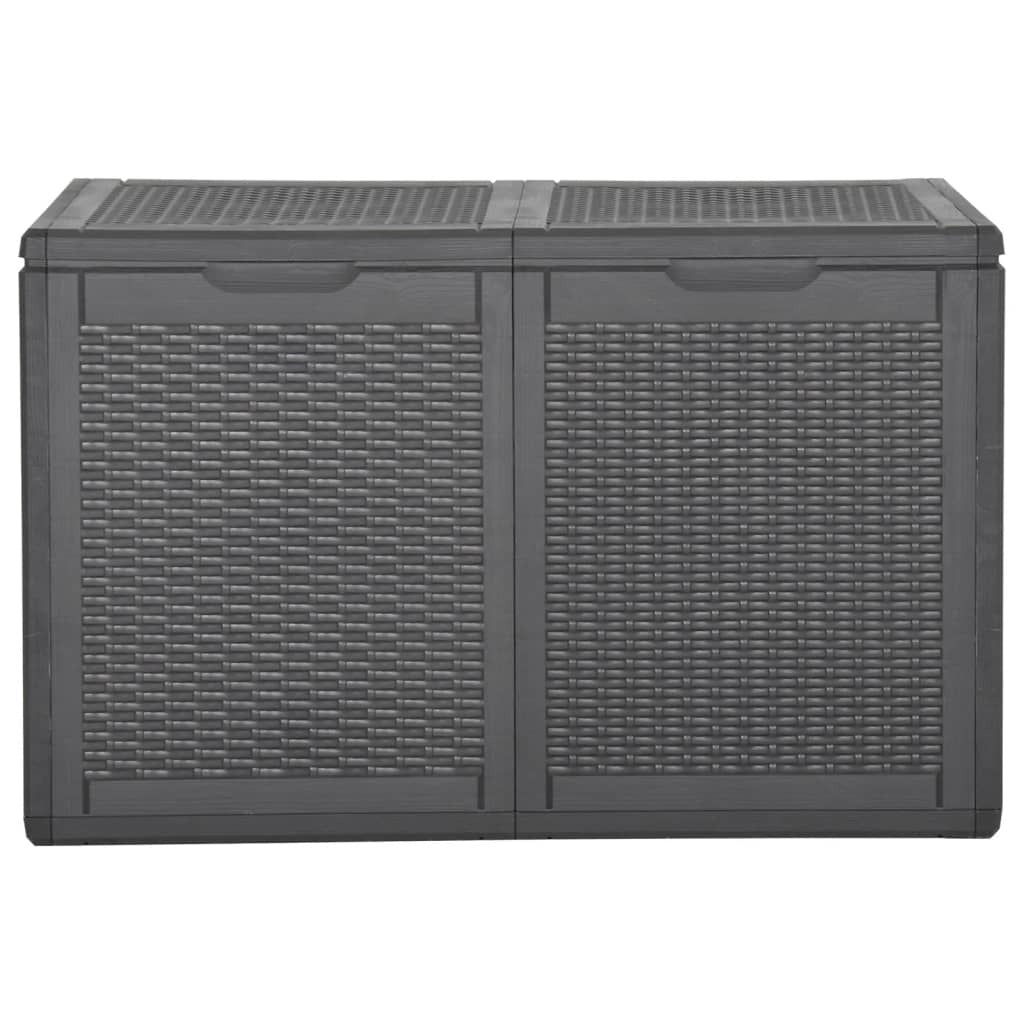 Garden Storage Box 180L Black PP Rattan - vidaXL - Bench Store