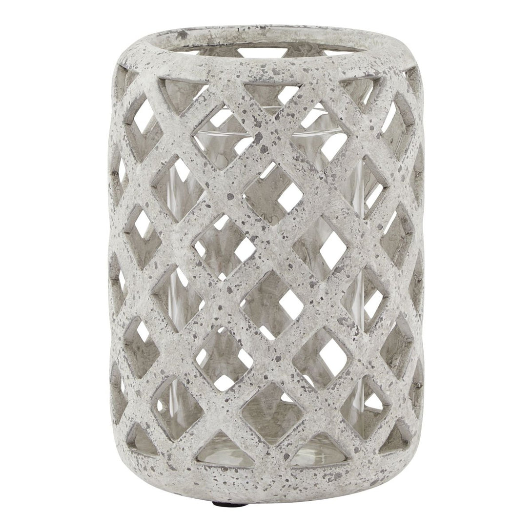 Grey Stone Effect Hurricane Lantern - Bench Store - Bench Store
