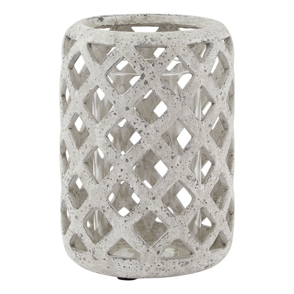 Grey Stone Effect Hurricane Lantern - Bench Store - Bench Store