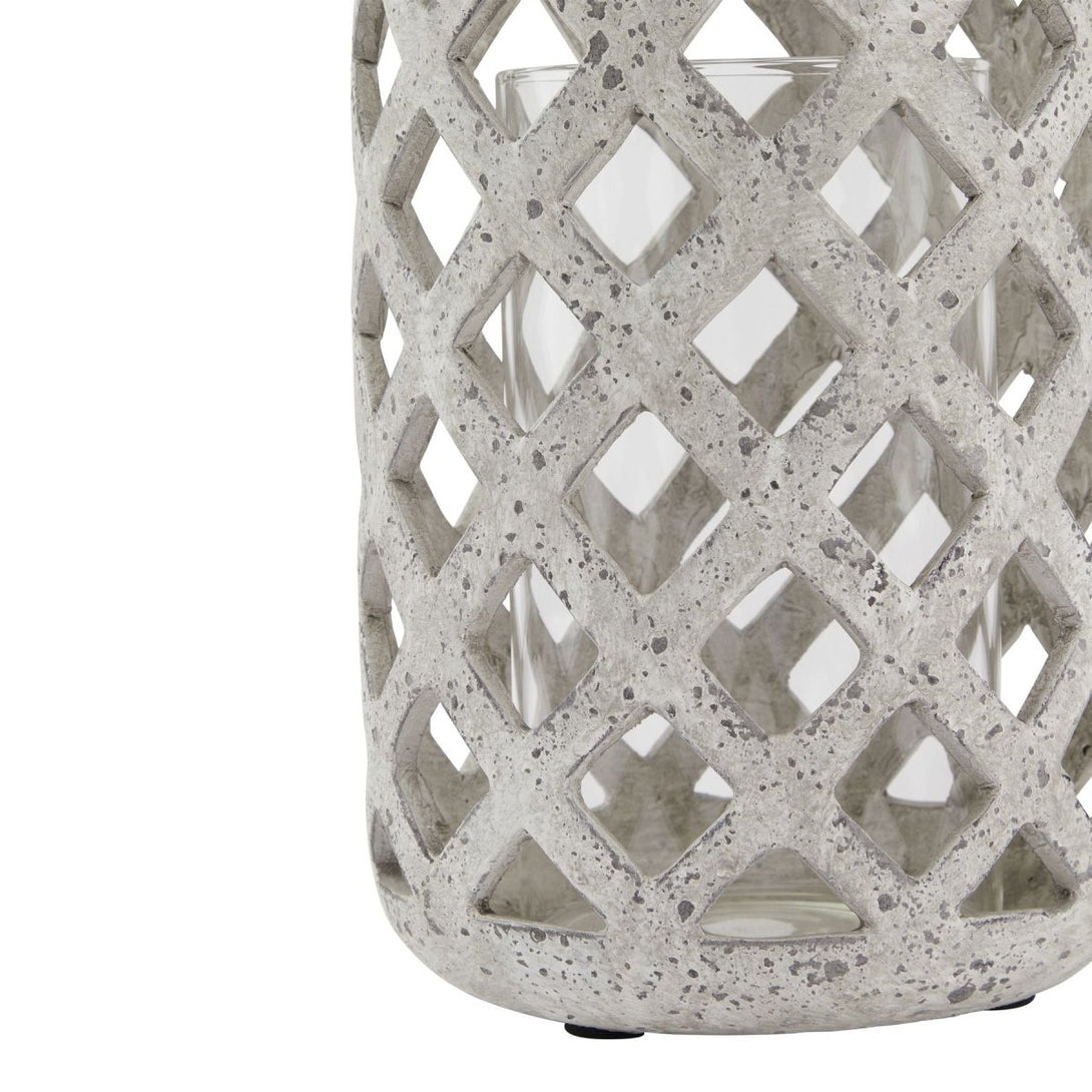Grey Stone Effect Hurricane Lantern - Bench Store - Bench Store