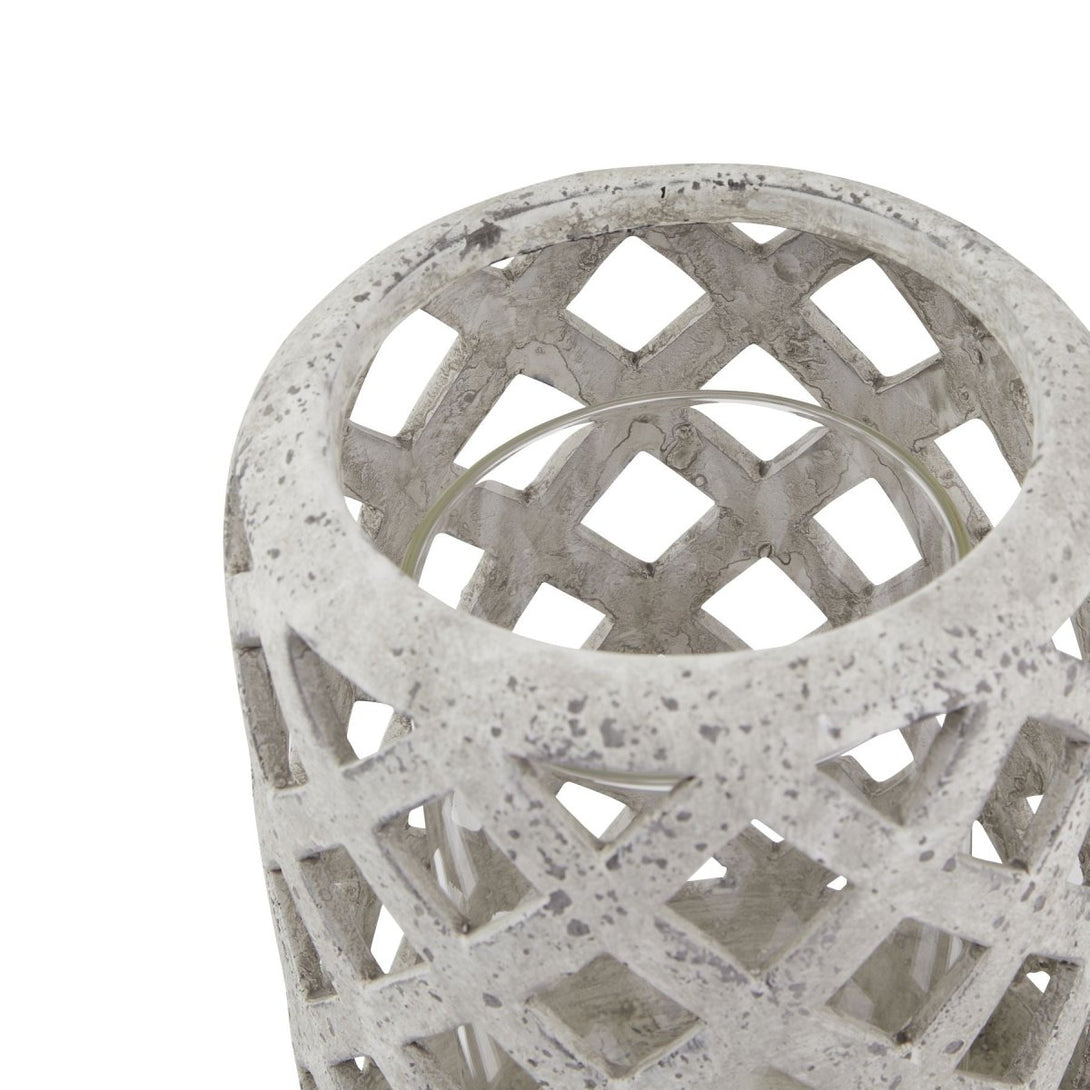 Grey Stone Effect Hurricane Lantern - Bench Store - Bench Store