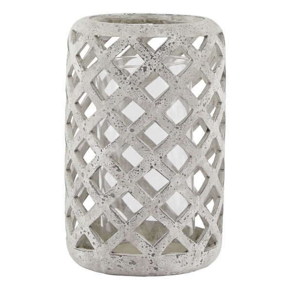 Large Grey Stone Effect Hurricane Lantern - Bench Store - Bench Store