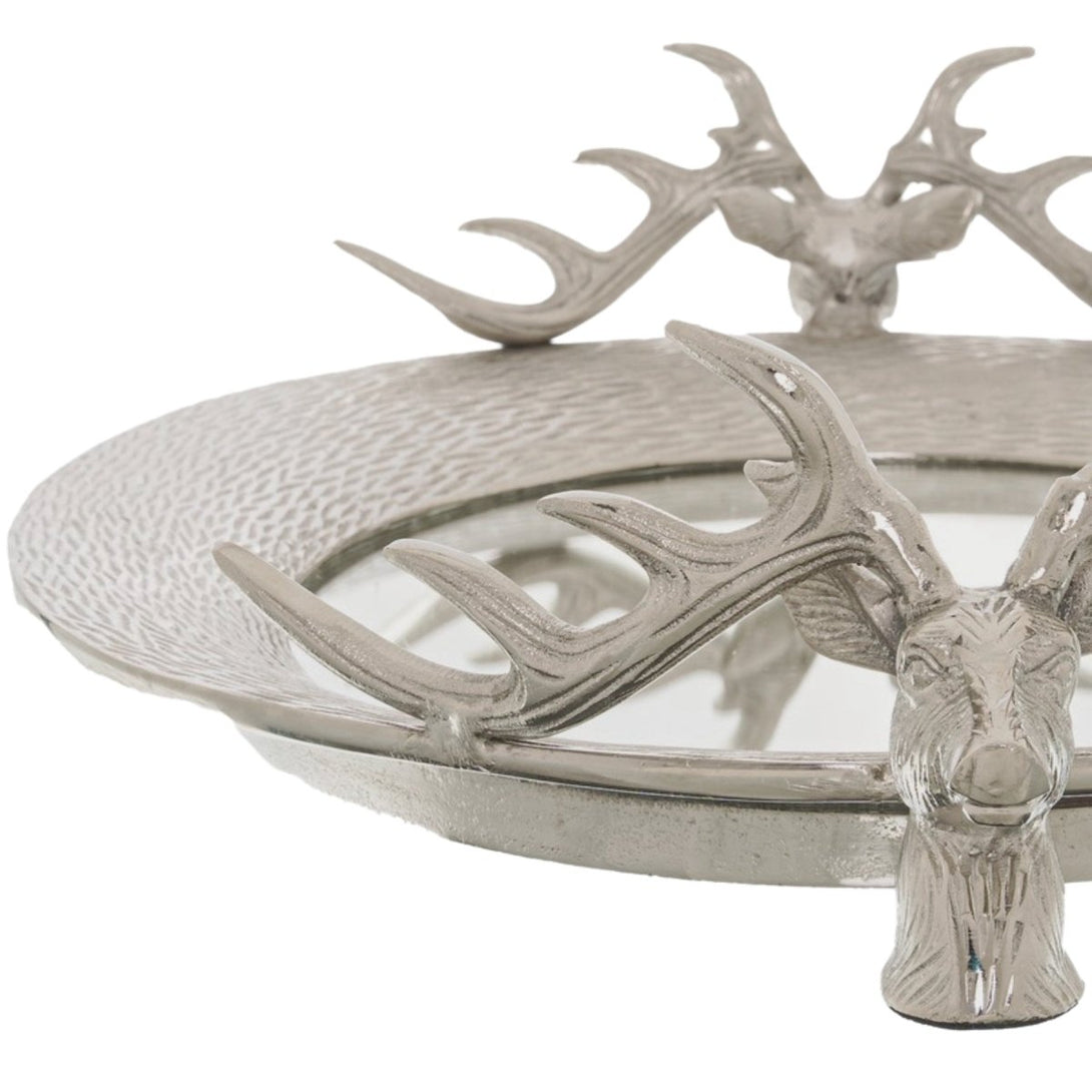 Large Mirrored Tray With Stag Heads - Bench Store - Bench Store