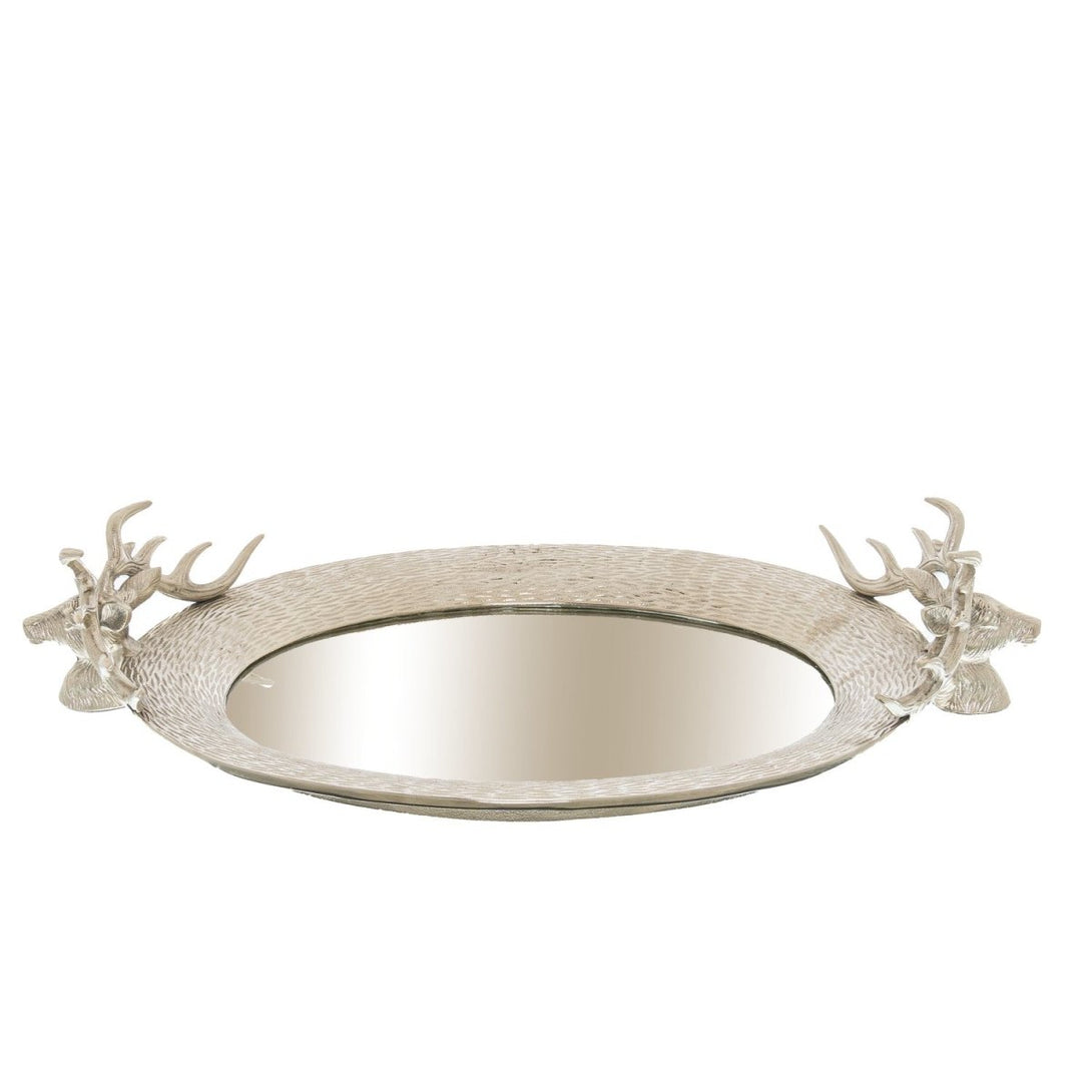 Large Mirrored Tray With Stag Heads - Bench Store - Bench Store
