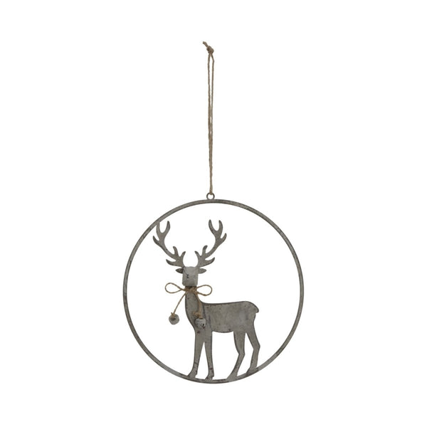 Large Rustic Reindeer In Hoop Hanging Decoration - Bench Store - Bench Store