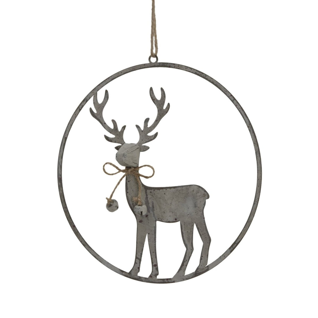 Large Rustic Reindeer In Hoop Hanging Decoration - Bench Store - Bench Store