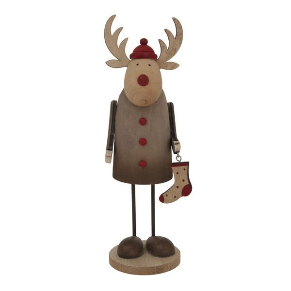Large Rustic Rudolf With Stocking Decoration - Bench Store - Bench Store