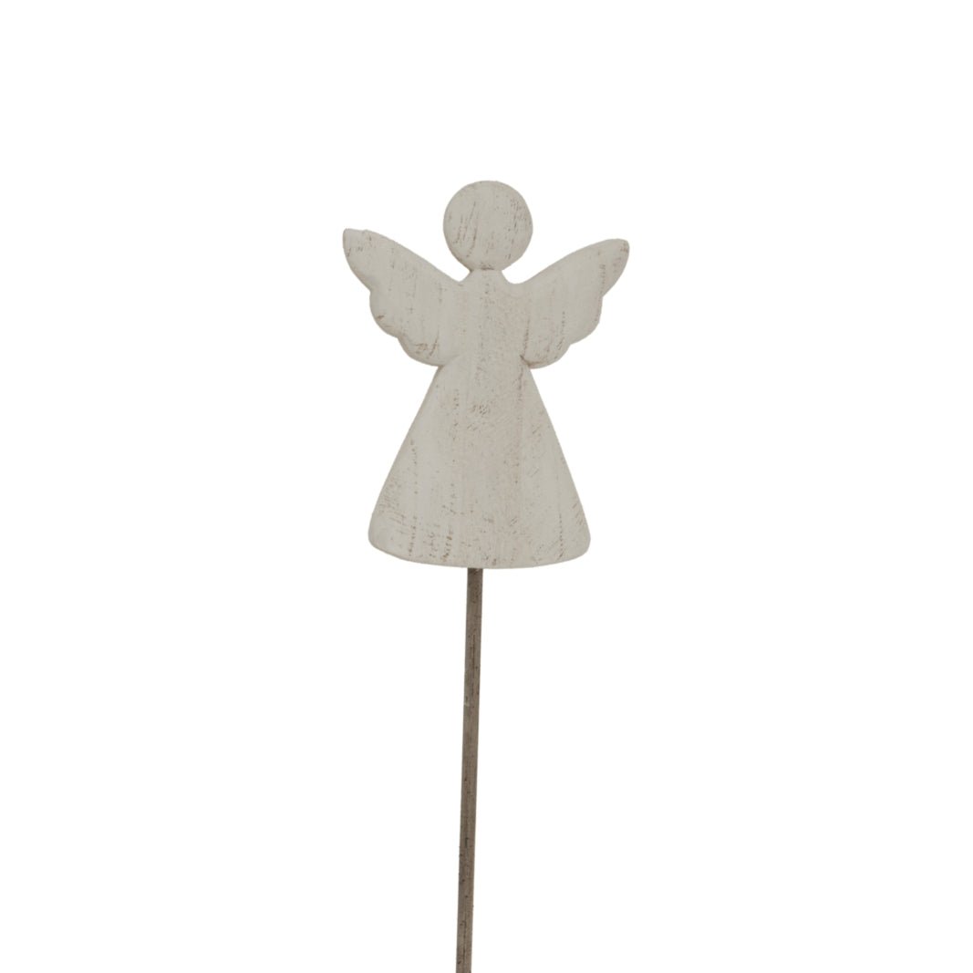 Large Whitewashed Rustic Angel On Stand - Bench Store - Bench Store