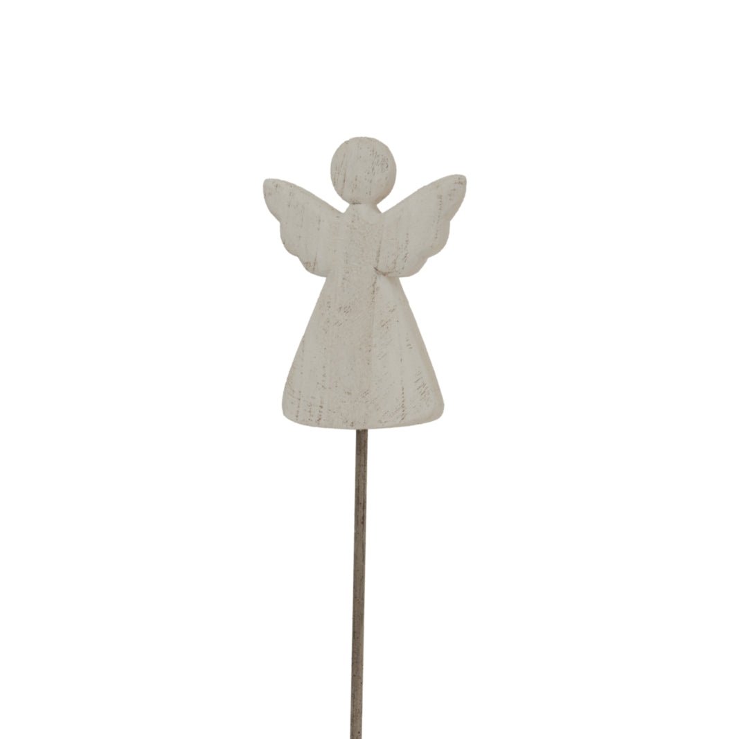 Large Whitewashed Rustic Angel On Stand - Bench Store - Bench Store