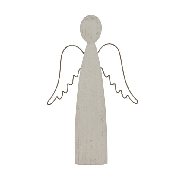 Large Whitewashed Rustic Standing Angel - Bench Store - Bench Store