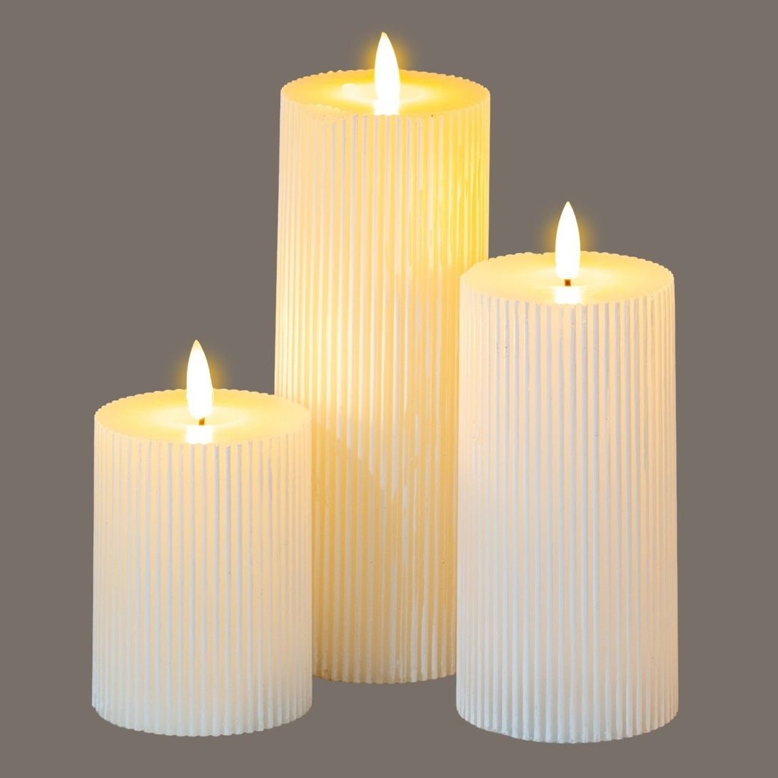 Luxe Collection Natural Glow 3x6 Textured Ribbed LED Candle - Bench Store - Bench Store