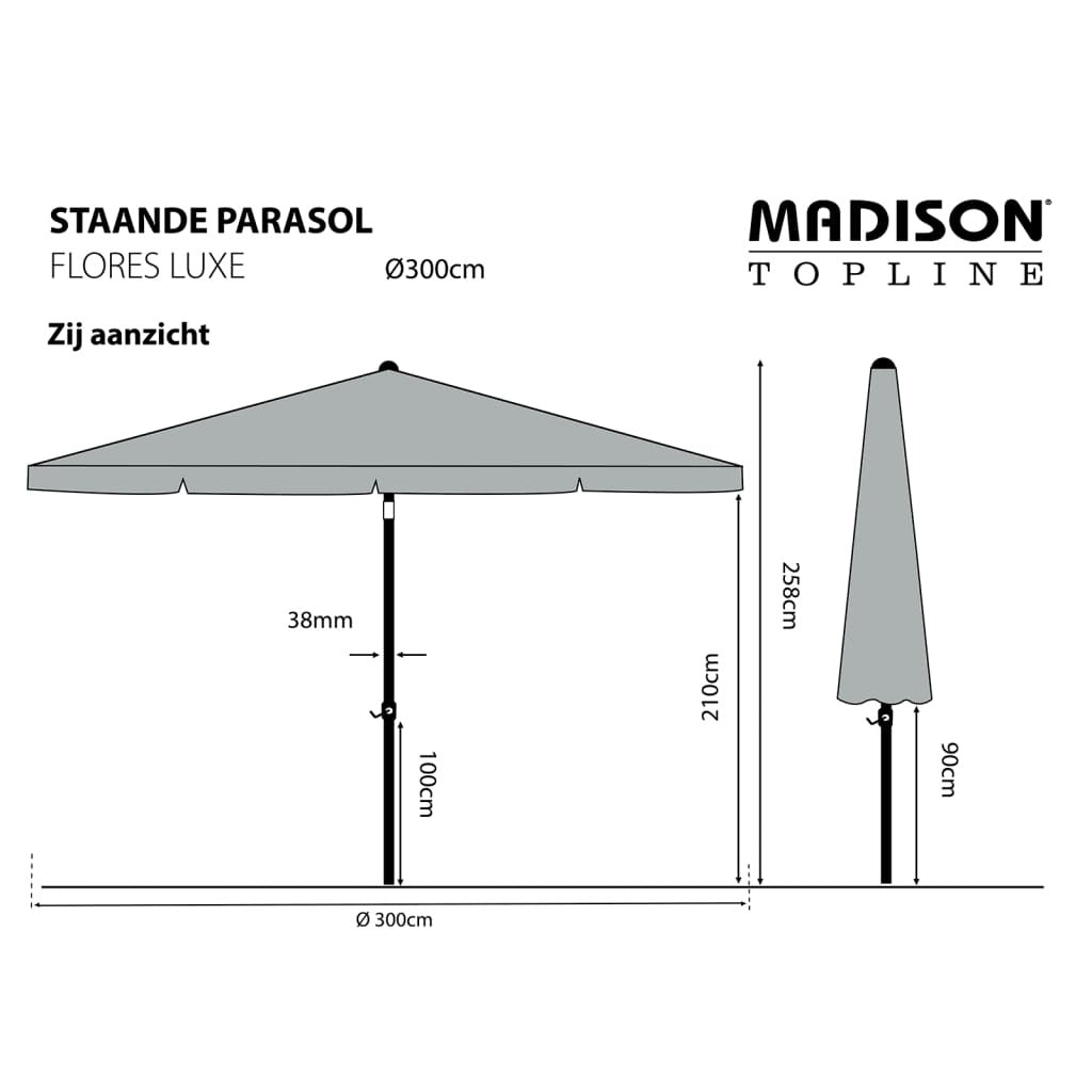 Madison Garden Parasol Flores Luxe 300cm Round Taupe - Madison - Bench Store