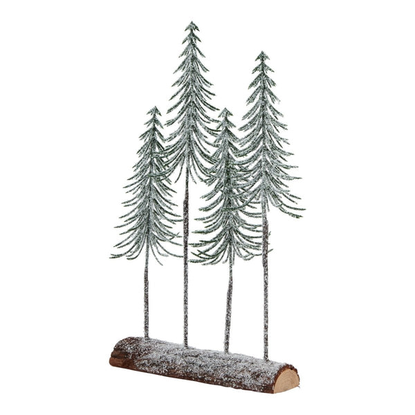 Medium Snowy Spindle Tree Quad In Wood Log - Bench Store - Bench Store