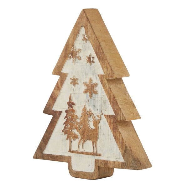 Natural Wooden Snow Scene Tree Decoration - Bench Store - Bench Store