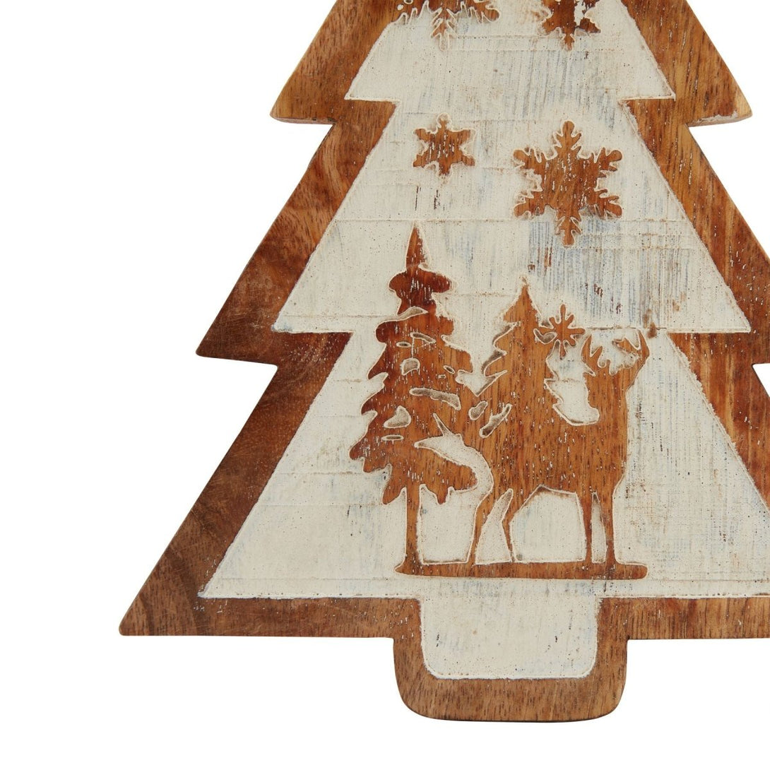 Natural Wooden Snow Scene Tree Decoration - Bench Store - Bench Store