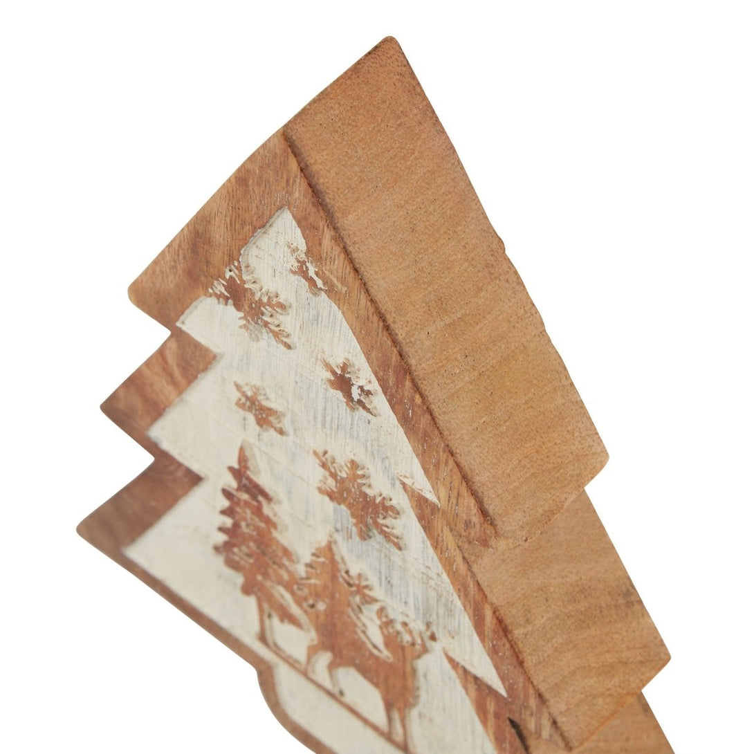 Natural Wooden Snow Scene Tree Decoration - Bench Store - Bench Store