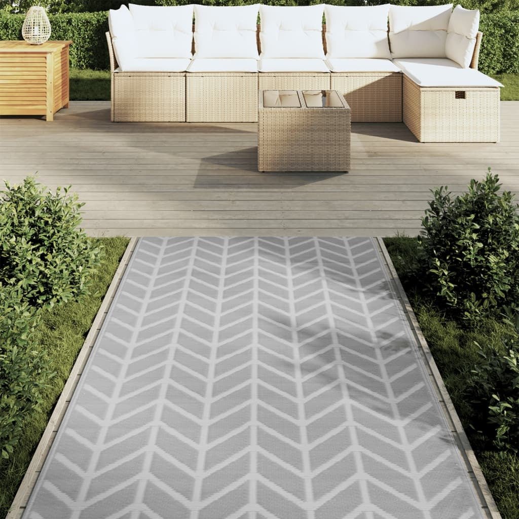 Outdoor Rug Grey 120x180cm Zig - Zag - vidaXL - Bench Store