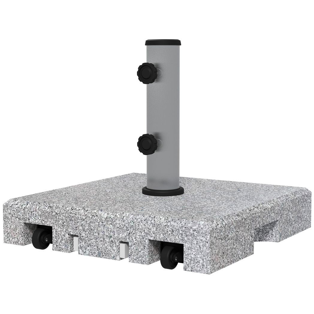 Outsunny 28kg Heavy Duty Granite Parasol Base with Wheels, Retractable Handle - Outsunny - Bench Store