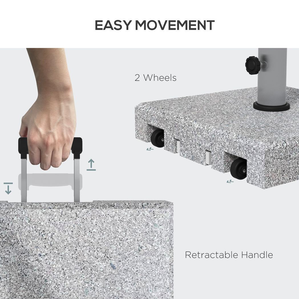 Outsunny 28kg Heavy Duty Granite Parasol Base with Wheels, Retractable Handle - Outsunny - Bench Store
