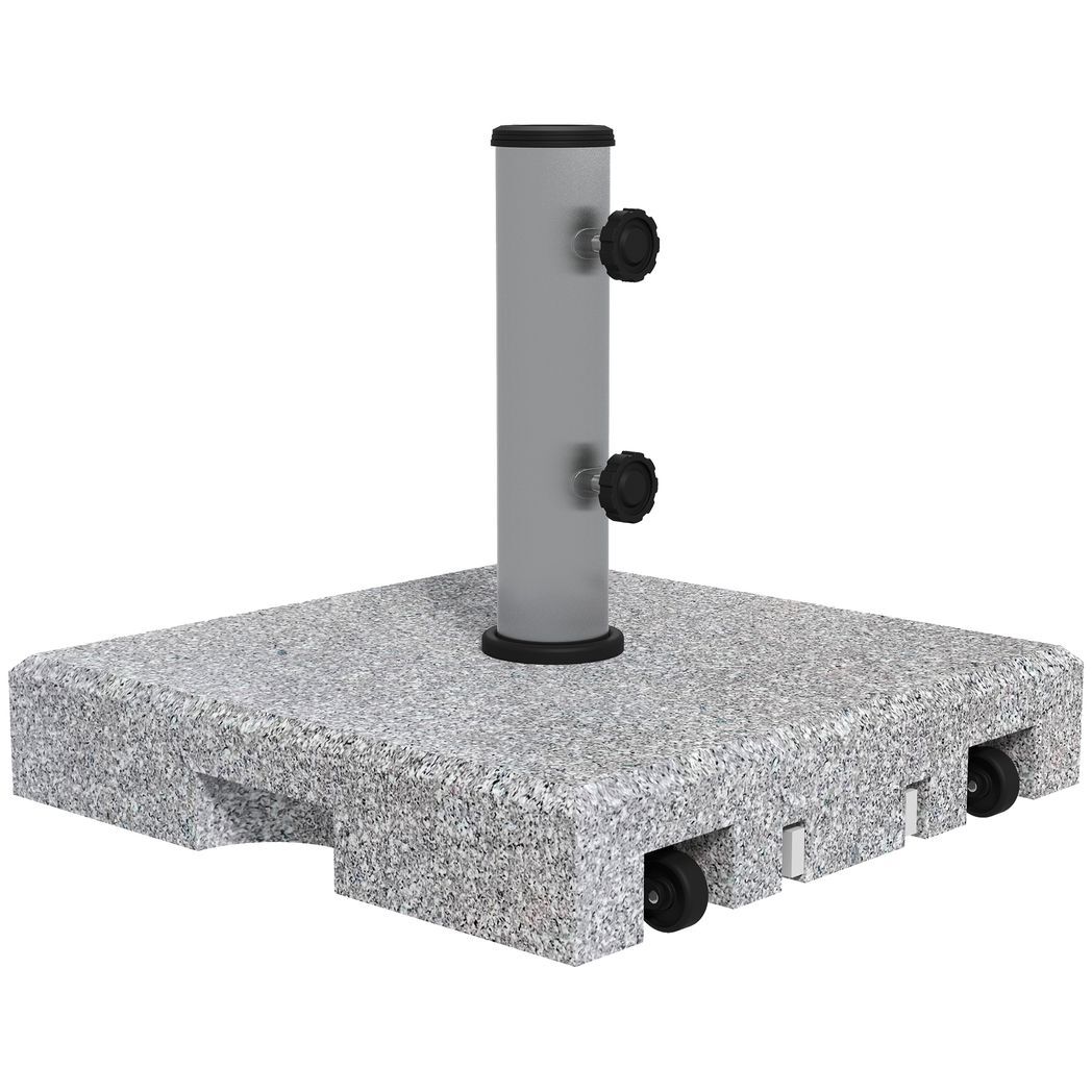 Outsunny 28kg Heavy Duty Granite Parasol Base with Wheels, Retractable Handle - Outsunny - Bench Store
