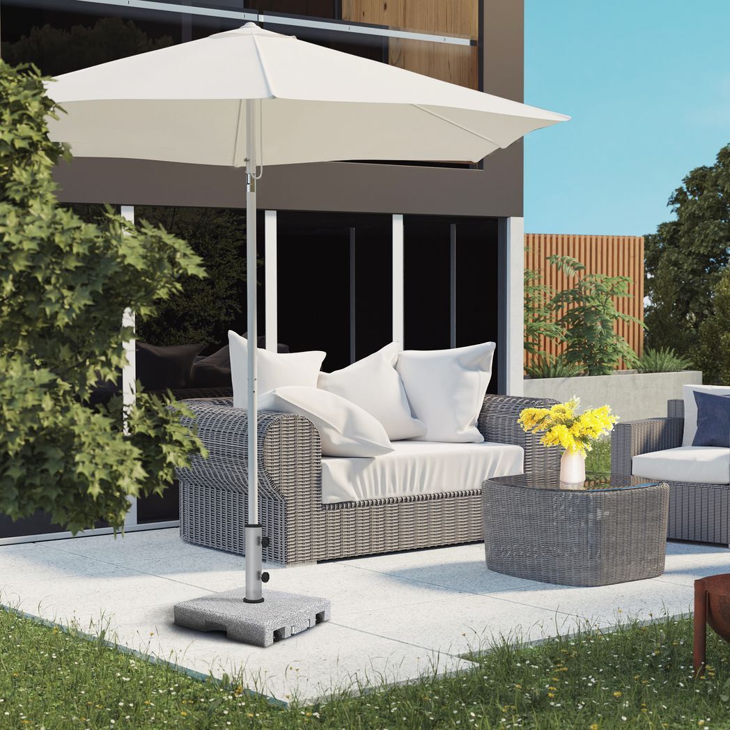 Outsunny 28kg Heavy Duty Granite Parasol Base with Wheels, Retractable Handle - Outsunny - Bench Store