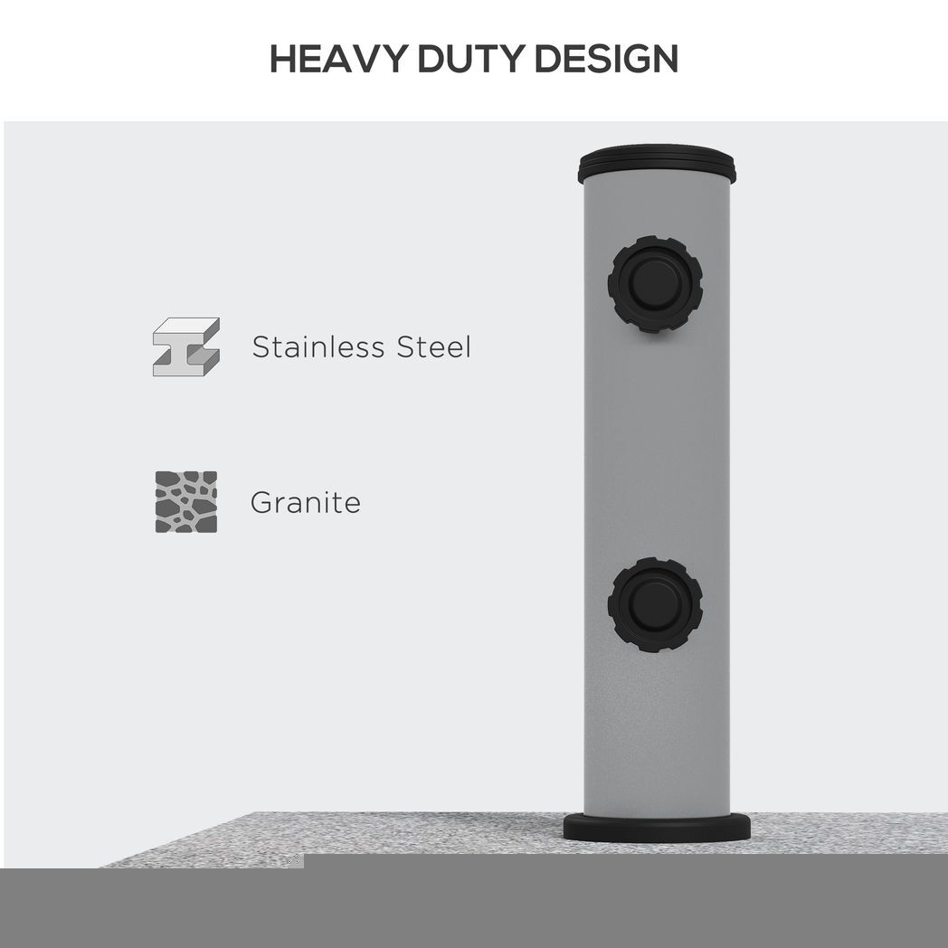 Outsunny 28kg Heavy Duty Granite Parasol Base with Wheels, Retractable Handle - Outsunny - Bench Store