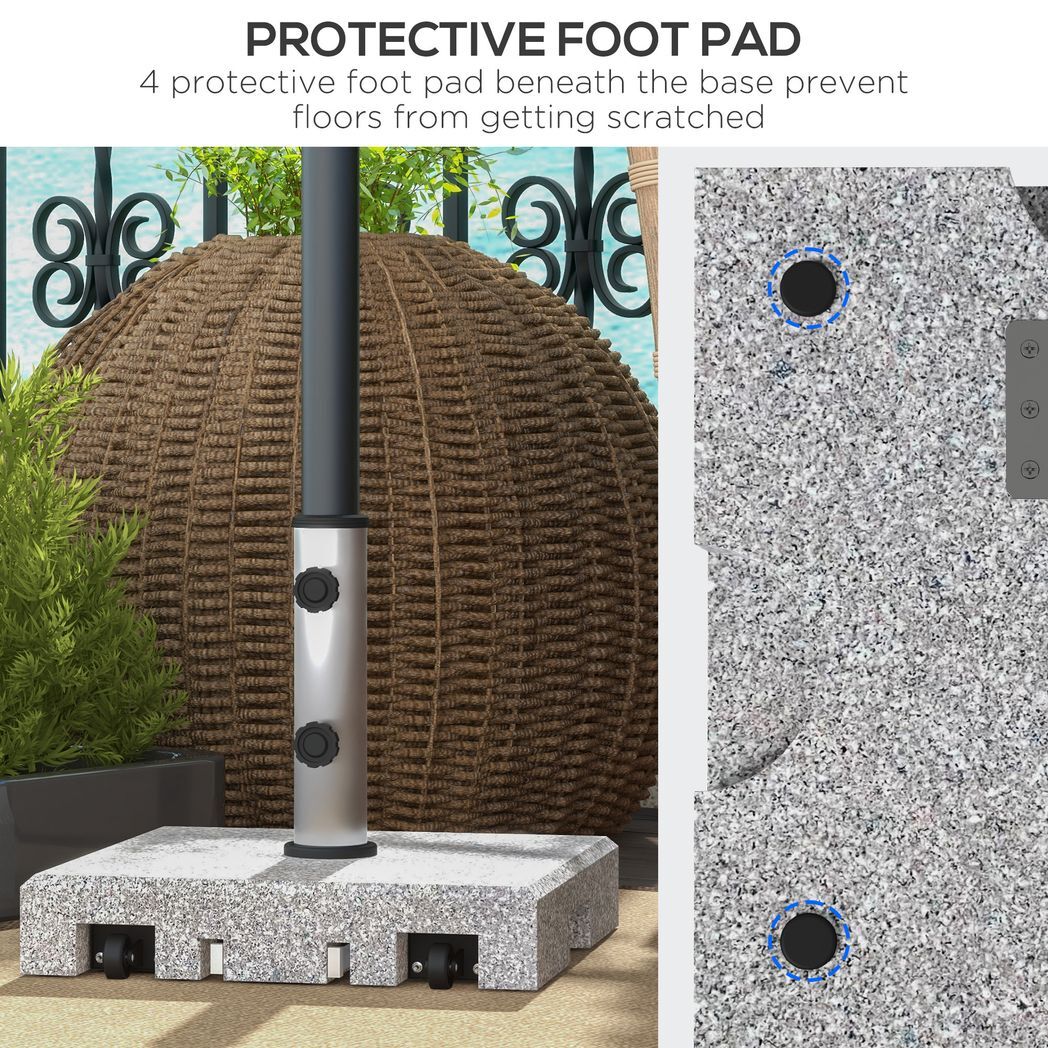 Outsunny 28kg Heavy Duty Granite Parasol Base with Wheels, Retractable Handle - Outsunny - Bench Store