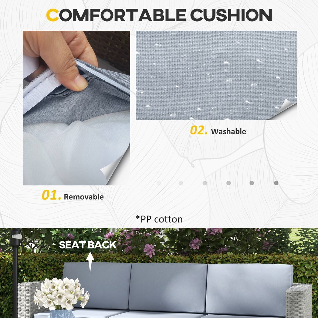 Outsunny 5 PCs Rattan Garden Furniture Set with Glass Coffee Table, Grey - Outsunny - Bench Store