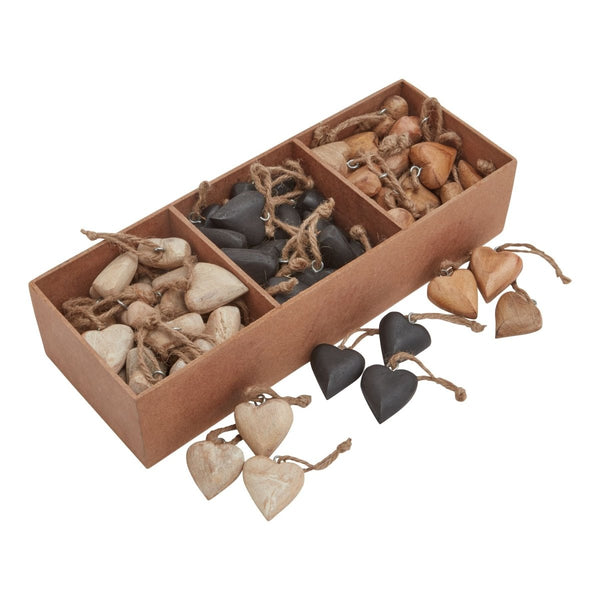 Pack Of 90 Wooden Heart Hanging Decorations - Bench Store - Bench Store