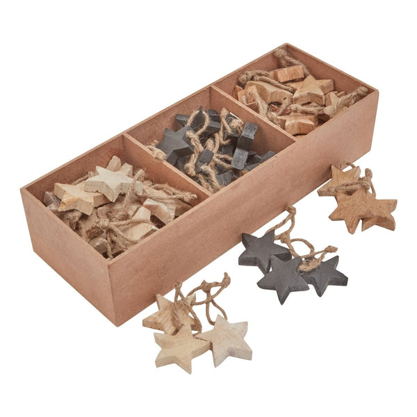 Pack Of 90 Wooden Star Hanging Decorations - Bench Store - Bench Store