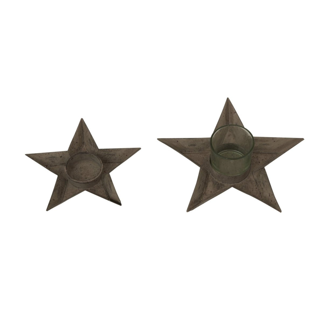 Rustic Metal Star Tealight With Glass Votive - Bench Store - Bench Store