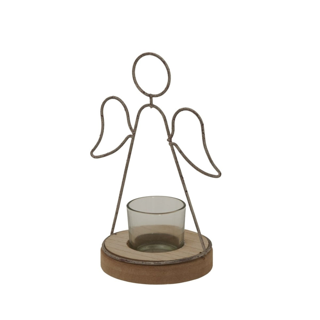 Rustic Outline Angel Tealight On Stand With Glass Votive - Bench Store - Bench Store