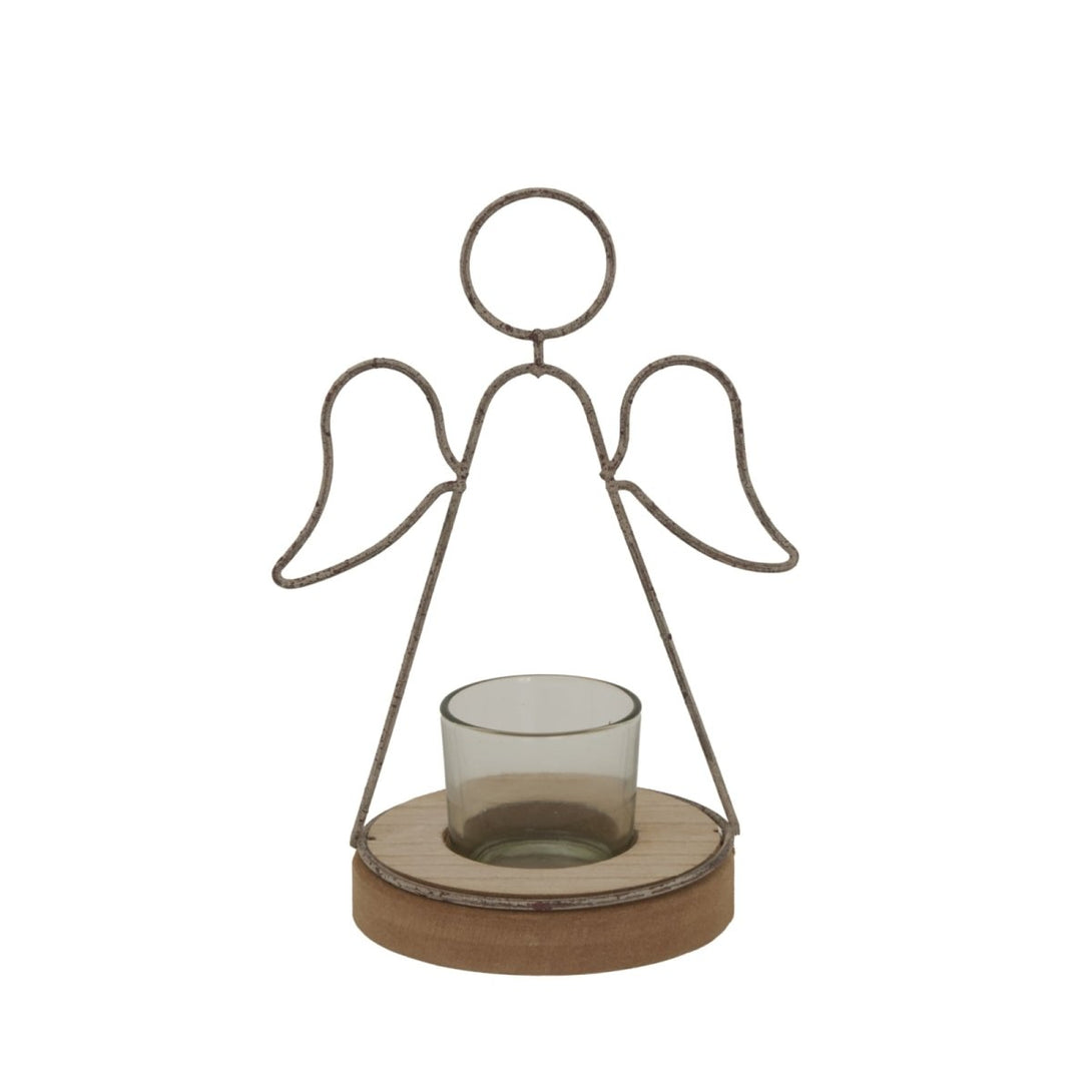 Rustic Outline Angel Tealight On Stand With Glass Votive - Bench Store - Bench Store