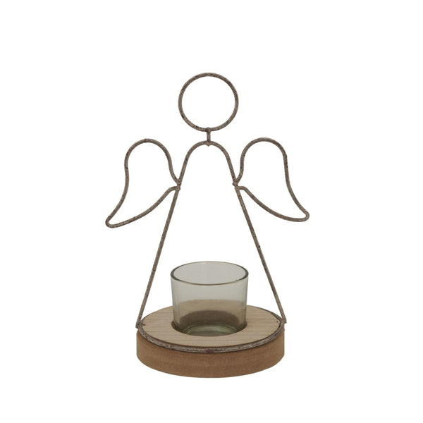 Rustic Outline Angel Tealight On Stand With Glass Votive - Bench Store - Bench Store